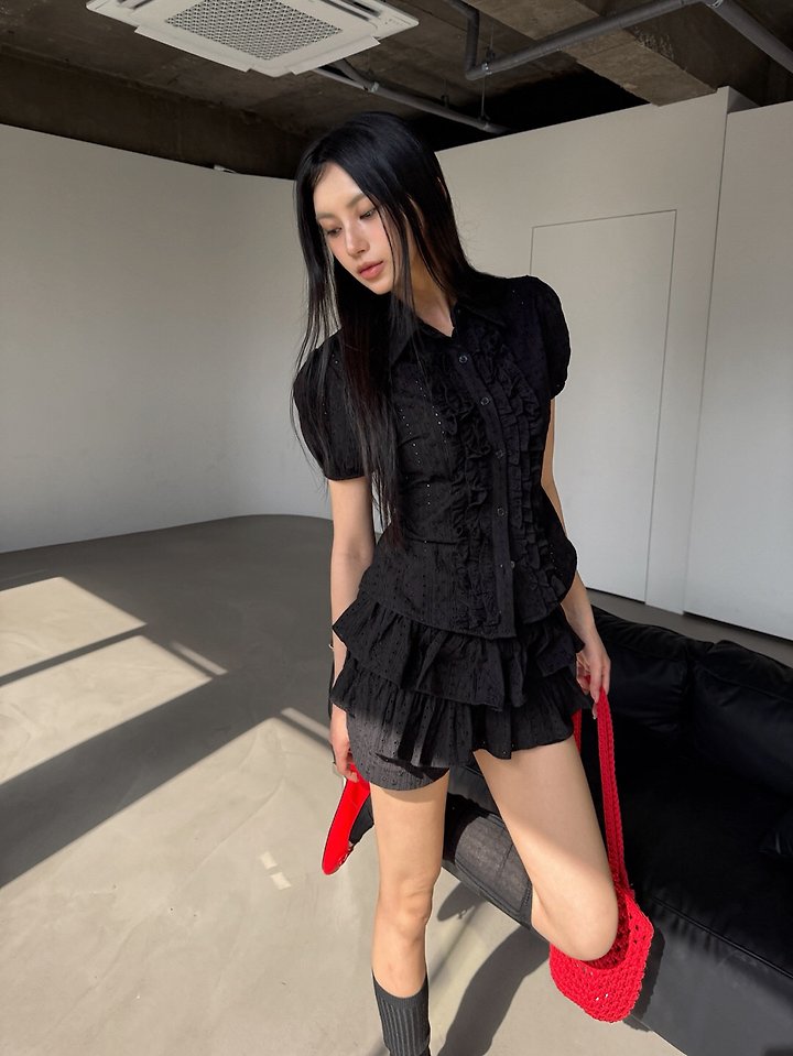 Rare Closet - Korean Women Fashion - #momslook - Melo Punching Tiered Skirt - 6