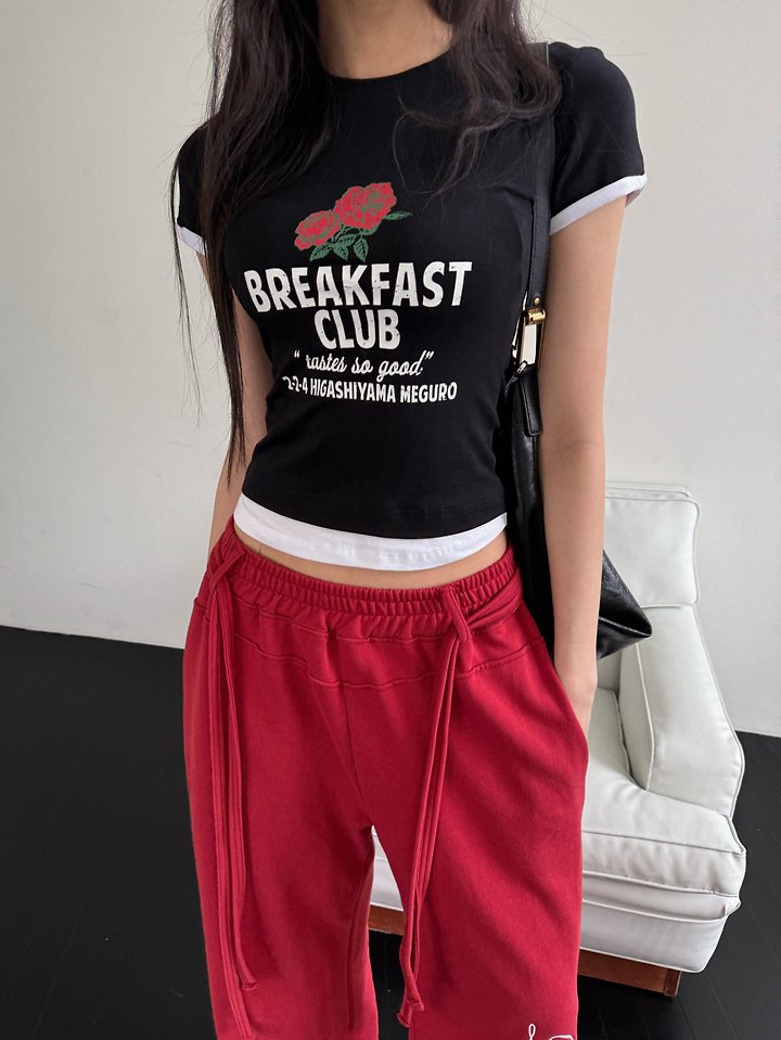 Rare Closet - Korean Women Fashion - #momslook - Rose Double Contrast Tee
