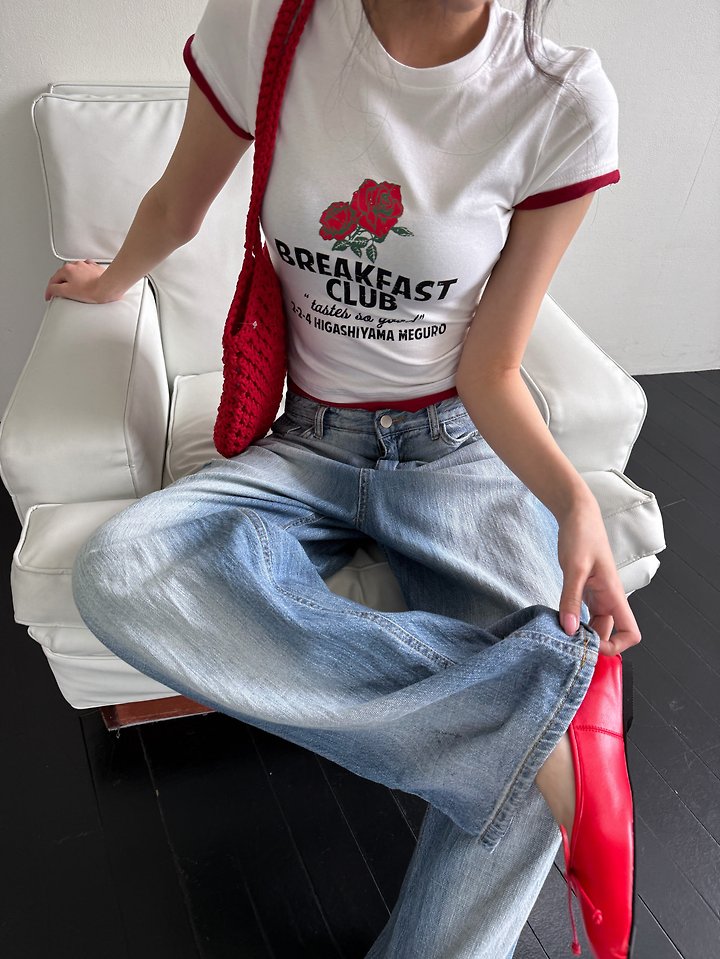 Rare Closet - Korean Women Fashion - #momslook - Rose Double Contrast Tee - 5