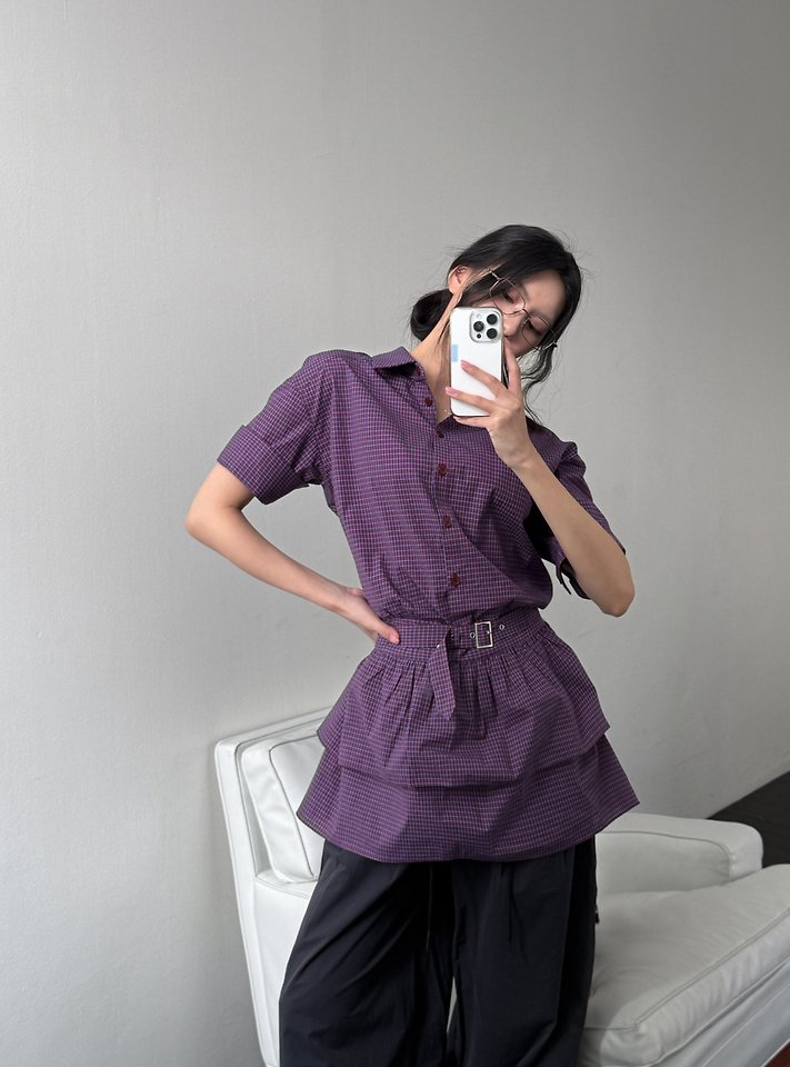 Rare Closet - Korean Women Fashion - #momslook - Lowell Check Shirt One-piece - 10