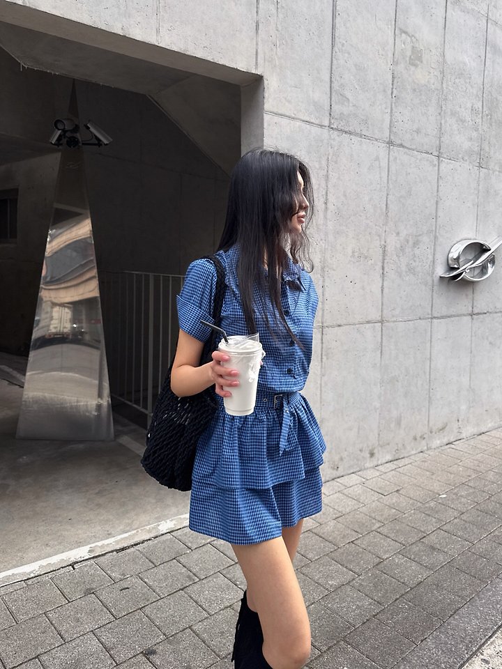 Rare Closet - Korean Women Fashion - #momslook - Lowell Check Shirt One-piece - 2