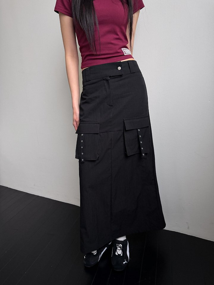 Rare Closet - Korean Women Fashion - #momslook - Cargo Slit Long Skirt - 6
