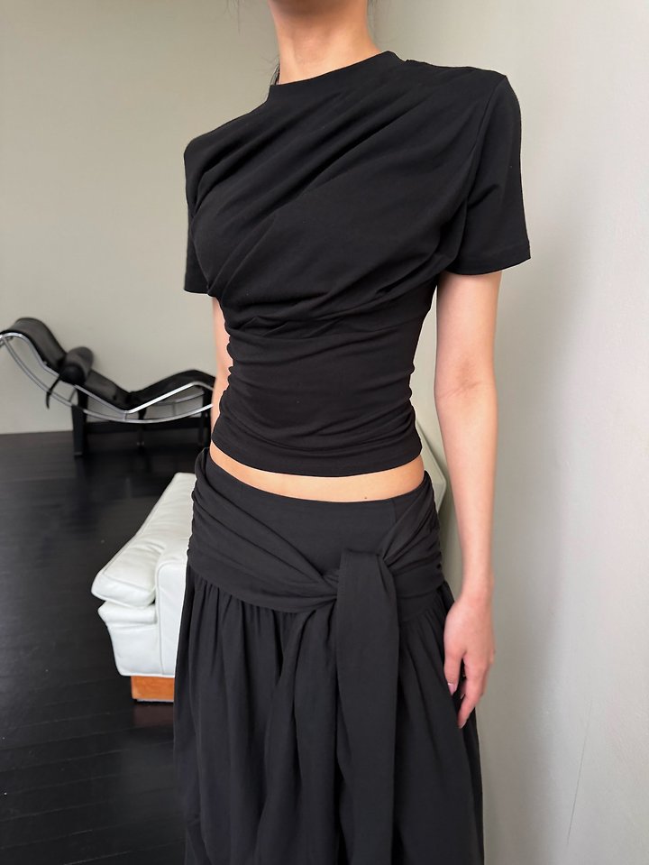 Rare Closet - Korean Women Fashion - #momslook - Drape Shirring Tee - 10