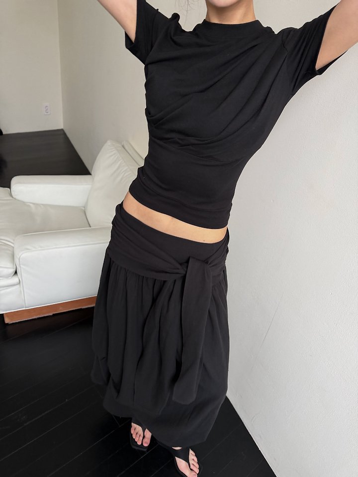 Rare Closet - Korean Women Fashion - #momslook - Drape Shirring Tee - 12