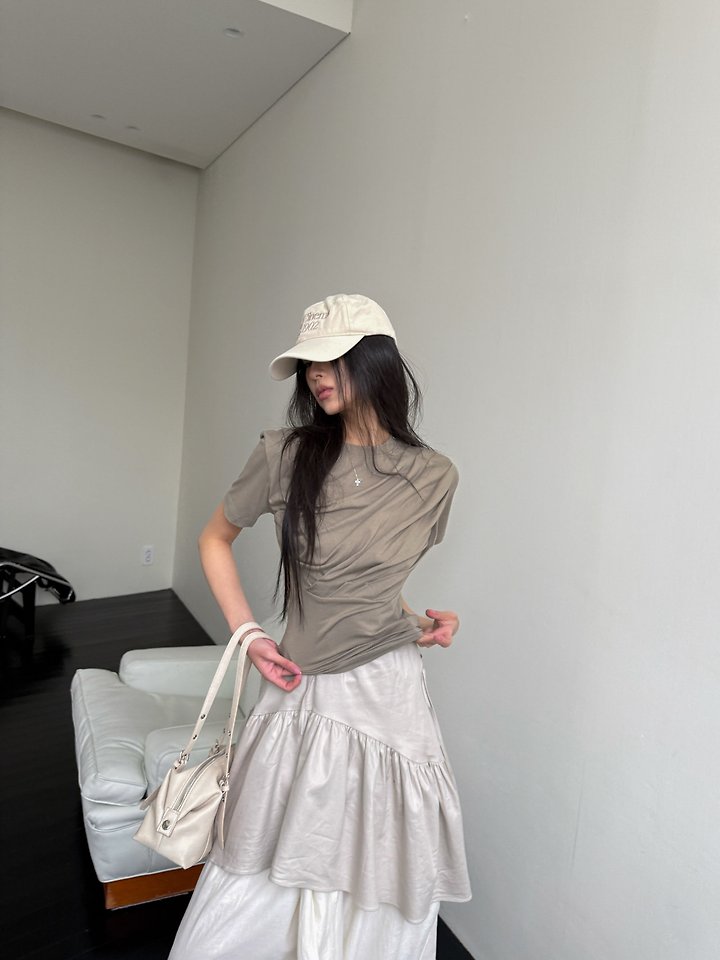 Rare Closet - Korean Women Fashion - #womensfashion - Drape Shirring Tee - 4