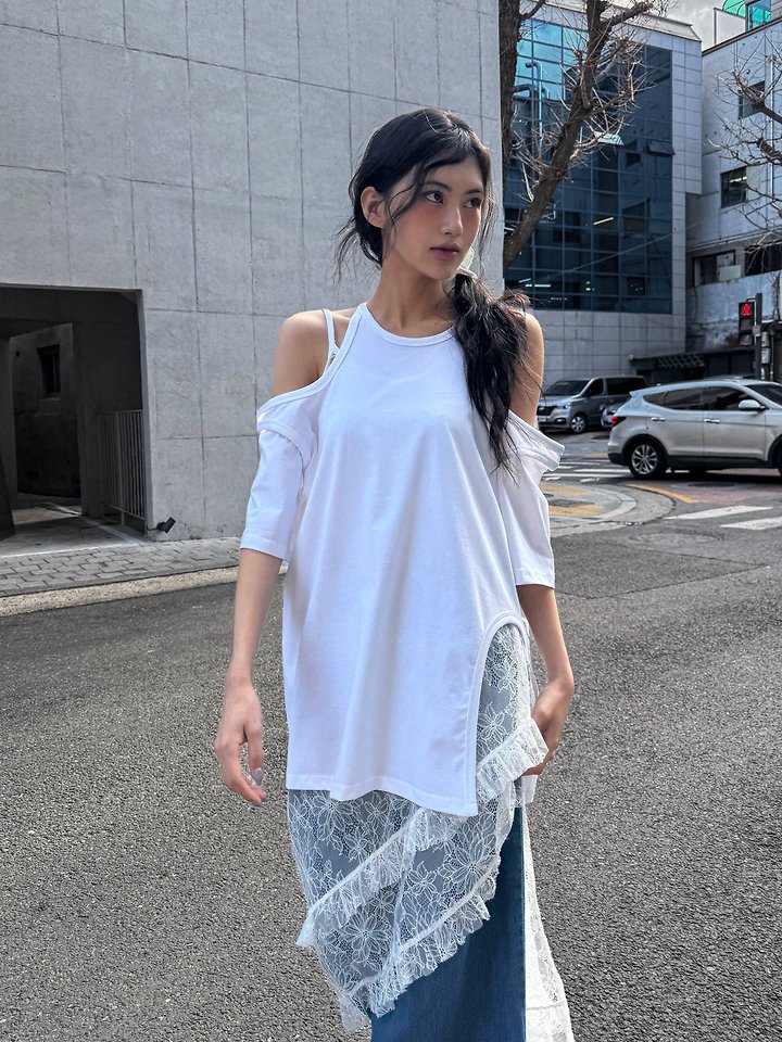Rare Closet - Korean Women Fashion - #momslook - City Slit Boxy Tee