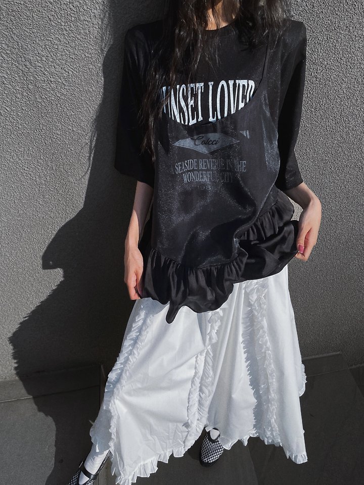 Rare Closet - Korean Women Fashion - #momslook - Sunset Layered Tee