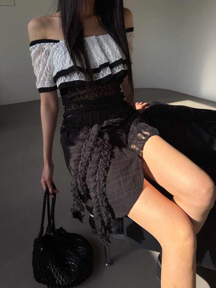 Rare Closet - Korean Women Fashion - #momslook - Tie Belt Lace Skirt - 8