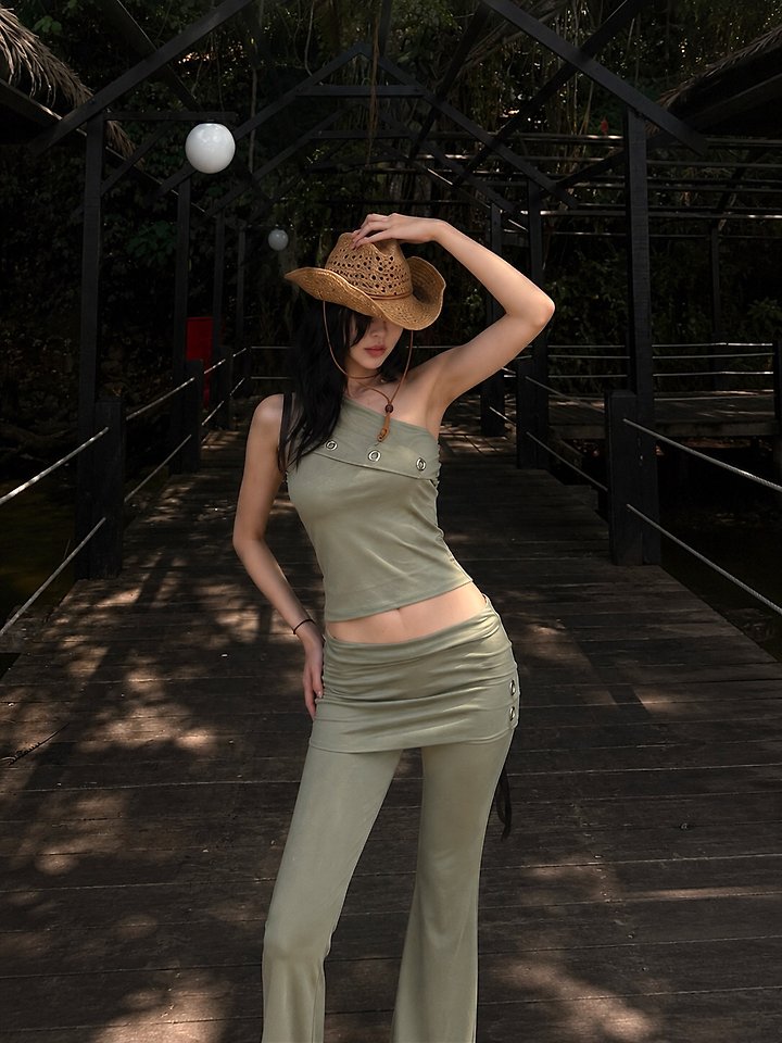 Rare Closet - Korean Women Fashion - #vintagekidsstyle - Eyelet Cover Bootcut Pants - 4