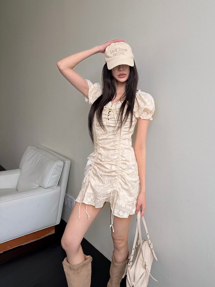 Rare Closet - Korean Women Fashion - #pursuepretty - Pure Punching Lace One-piece - 4