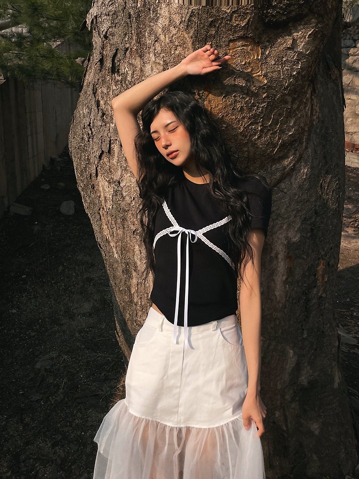 Rare Closet - Korean Women Fashion - #shopsmall - Top Lace Puff Tee - 12