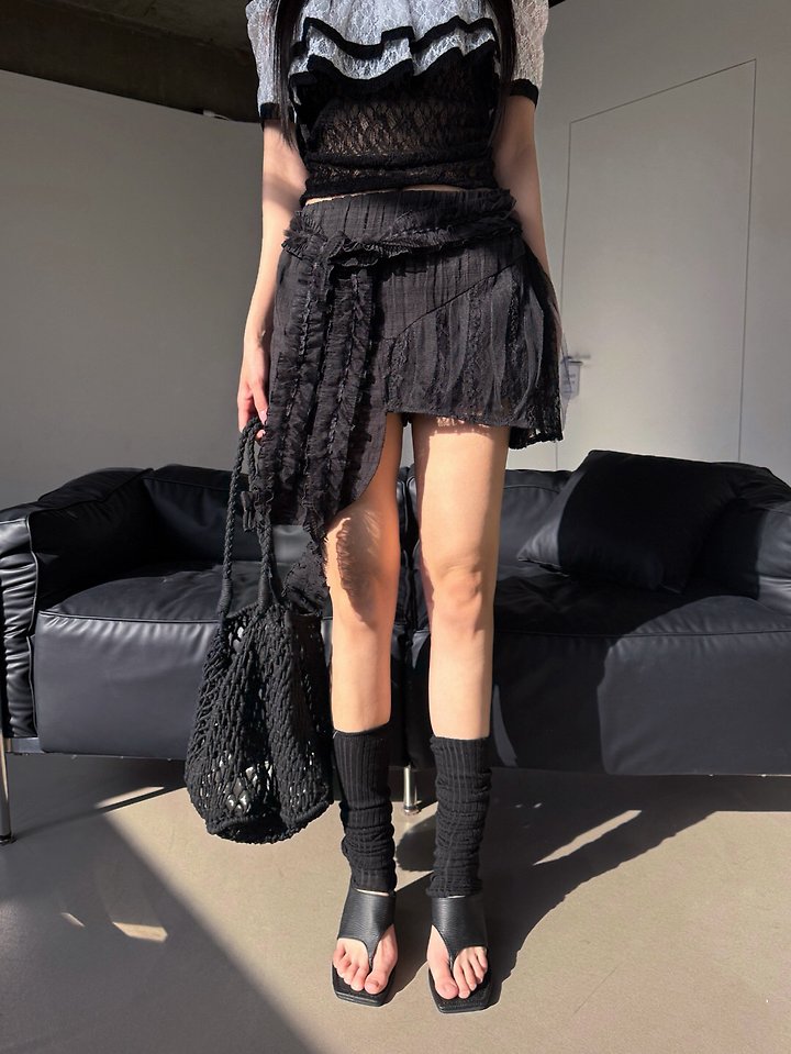 Rare Closet - Korean Women Fashion - #thelittlethings - Tie Belt Lace Skirt - 7