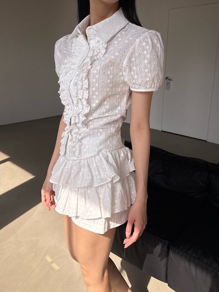 Rare Closet - Korean Women Fashion - #womensfashion - Melo Punching Lace Blouse - 6