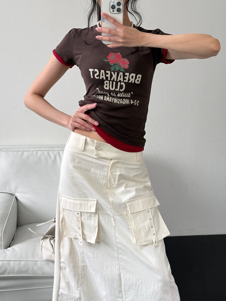Rare Closet - Korean Women Fashion - #womensfashion - Rose Double Contrast Tee - 10