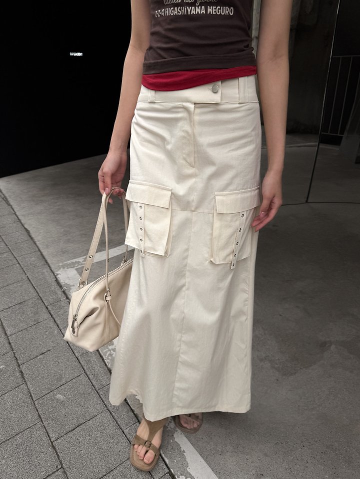 Rare Closet - Korean Women Fashion - #womensfashion - Cargo Slit Long Skirt - 3