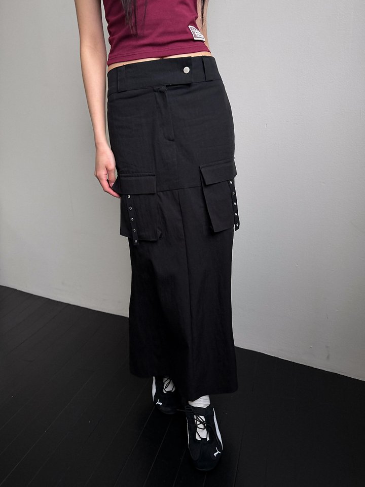 Rare Closet - Korean Women Fashion - #womensfashion - Cargo Slit Long Skirt - 7