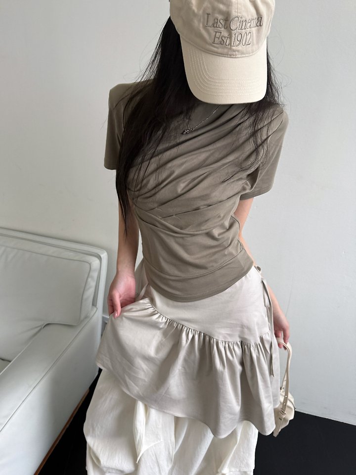 Rare Closet - Korean Women Fashion - #womensfashion - Drape Shirring Tee
