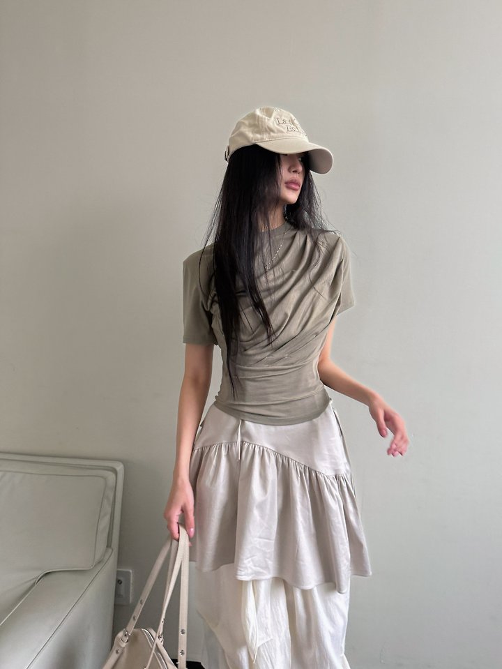 Rare Closet - Korean Women Fashion - #womensfashion - Drape Shirring Tee - 3