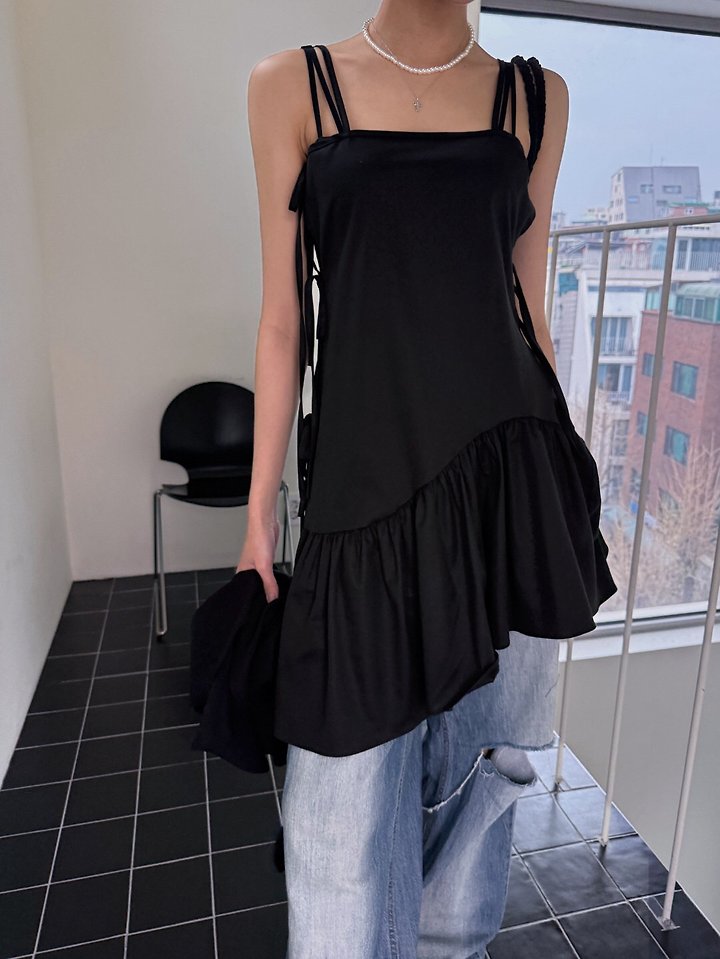 Rare Closet - Korean Women Fashion - #womensfashion - Flow Unbalanced Frill One-piece