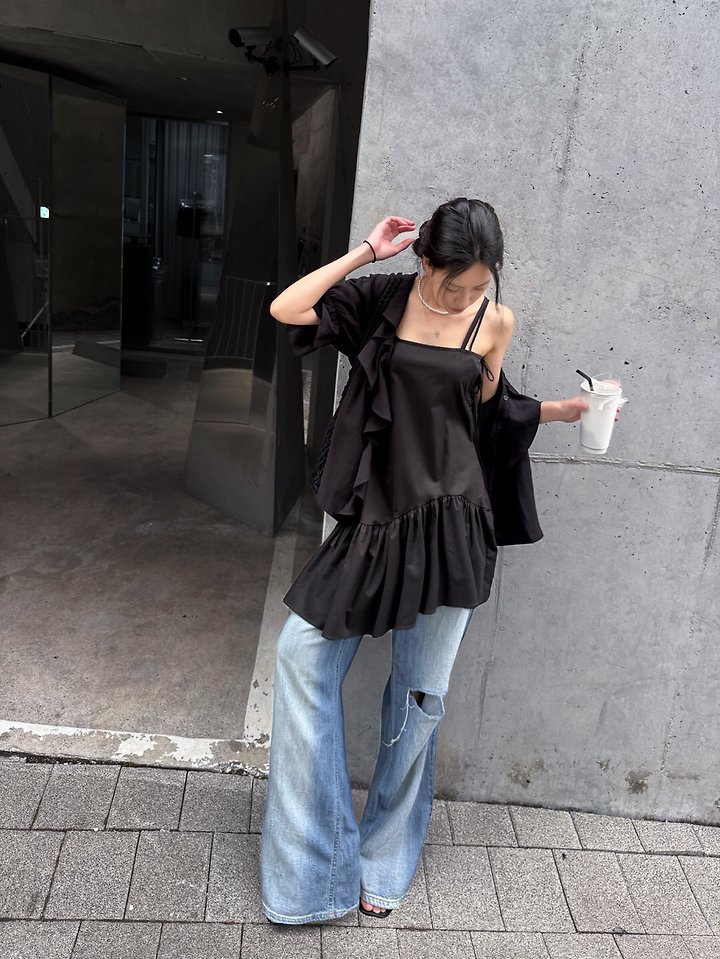 Rare Closet - Korean Women Fashion - #womensfashion - Flow Unbalanced Frill One-piece - 5