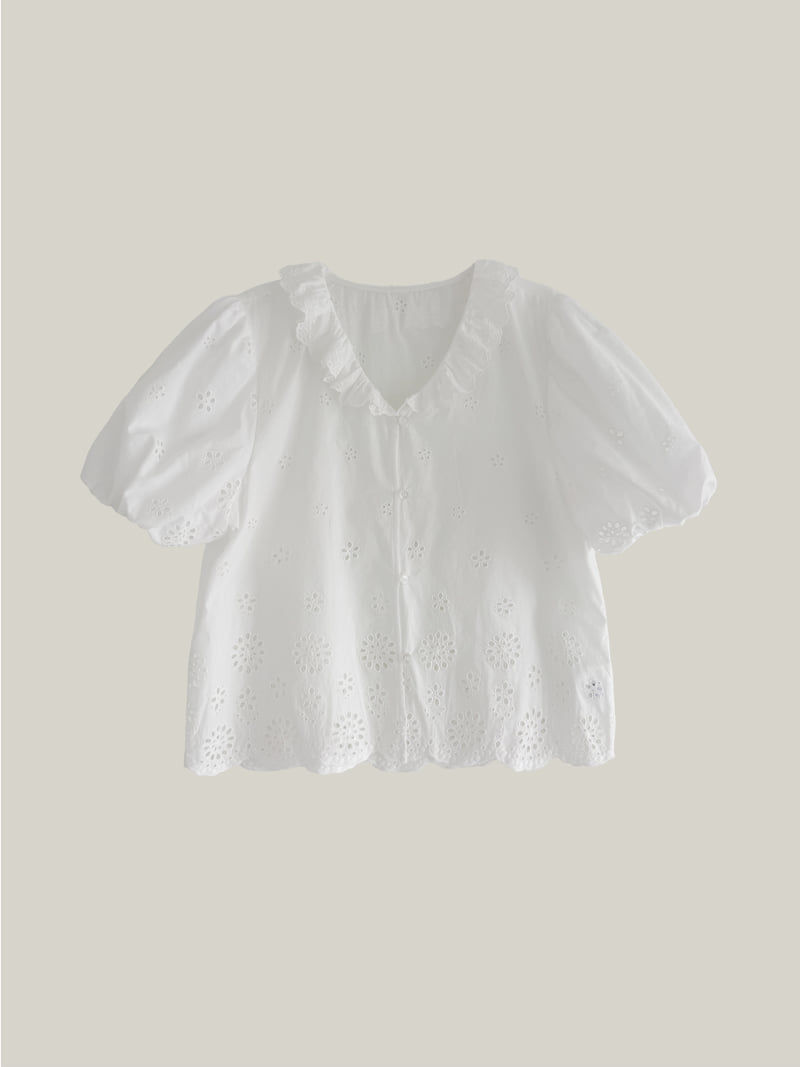 Roomk - Korean Women Fashion - #momslook - Punching Eyelet Blouse - 12