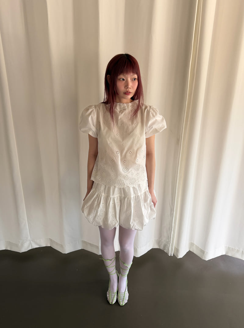 Roomk - Korean Women Fashion - #momslook - Punching Eyelet Blouse - 2