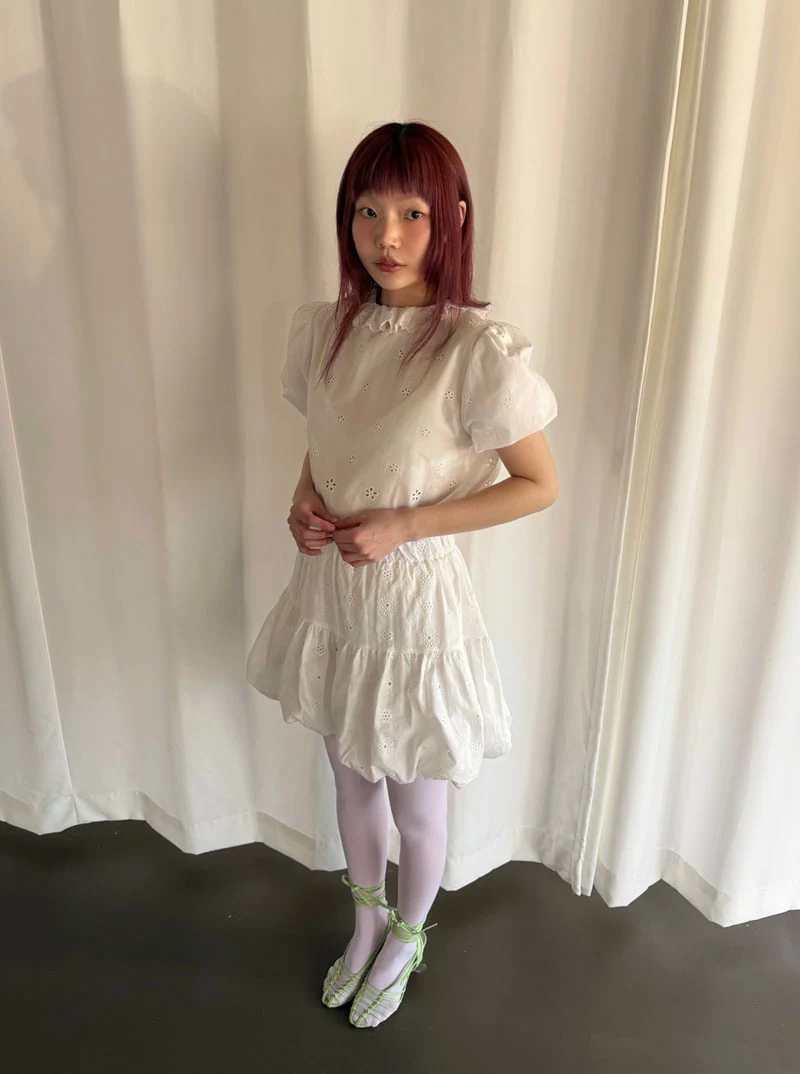 Roomk - Korean Women Fashion - #womensfashion - Punching Eyelet Blouse - 4