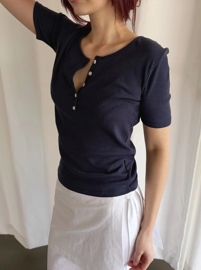 Roomk - Korean Women Fashion - #romanticstyle - Button Tee - 4