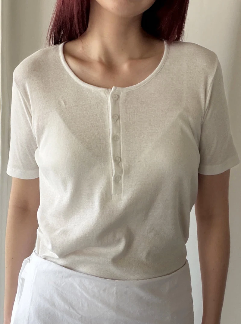 Roomk - Korean Women Fashion - #womensfashion - Button Tee - 10