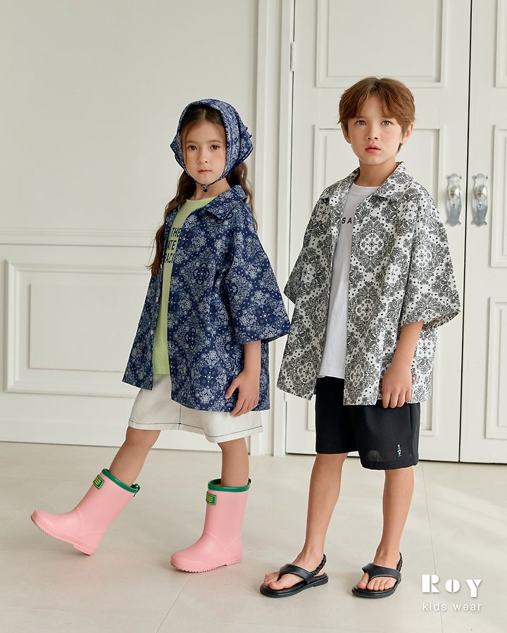Roy - Korean Children Fashion - #childrensboutique - Paisley Short Sleeve Shirt - 4