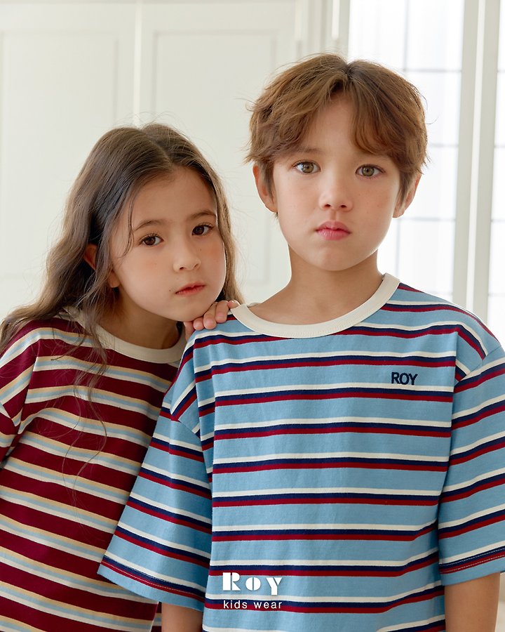 Roy - Korean Children Fashion - #designkidswear - Retro Stripe Tee - 3