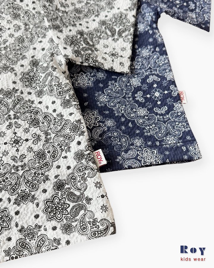 Roy - Korean Children Fashion - #kidsshorts - Paisley Short Sleeve Shirt - 7