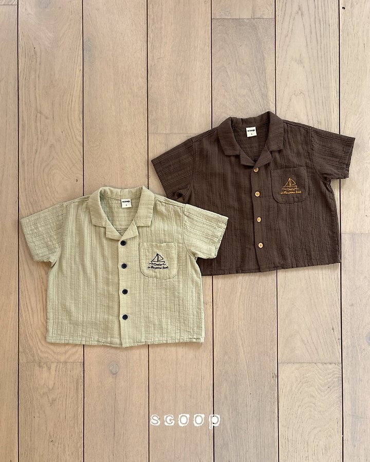 Scoop - Korean Children Fashion - #discoveringself - Boat Collar Shirt