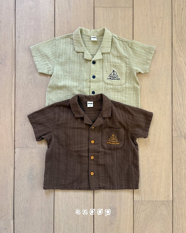 Scoop - Korean Children Fashion - #fashionkids - Boat Collar Shirt - 2