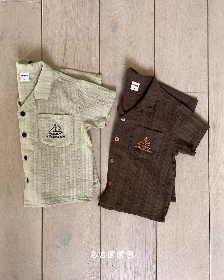 Scoop - Korean Children Fashion - #kidsshorts - Boat Collar Shirt - 3