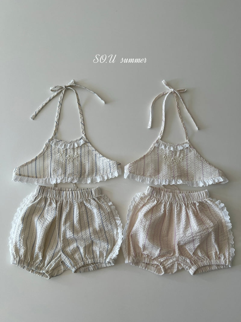 So U - Korean Baby Fashion - #babyboutique - Halter Neck Embroidered Set