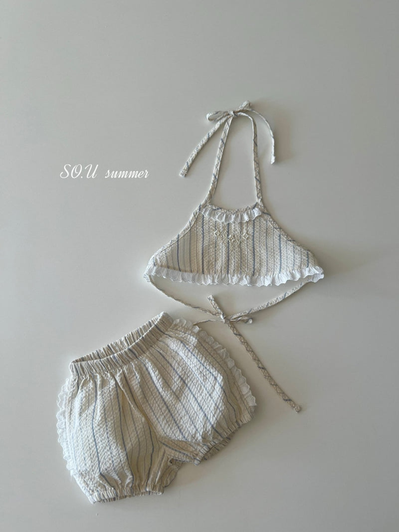 So U - Korean Baby Fashion - #babyboutique - Halter Neck Embroidered Set - 2