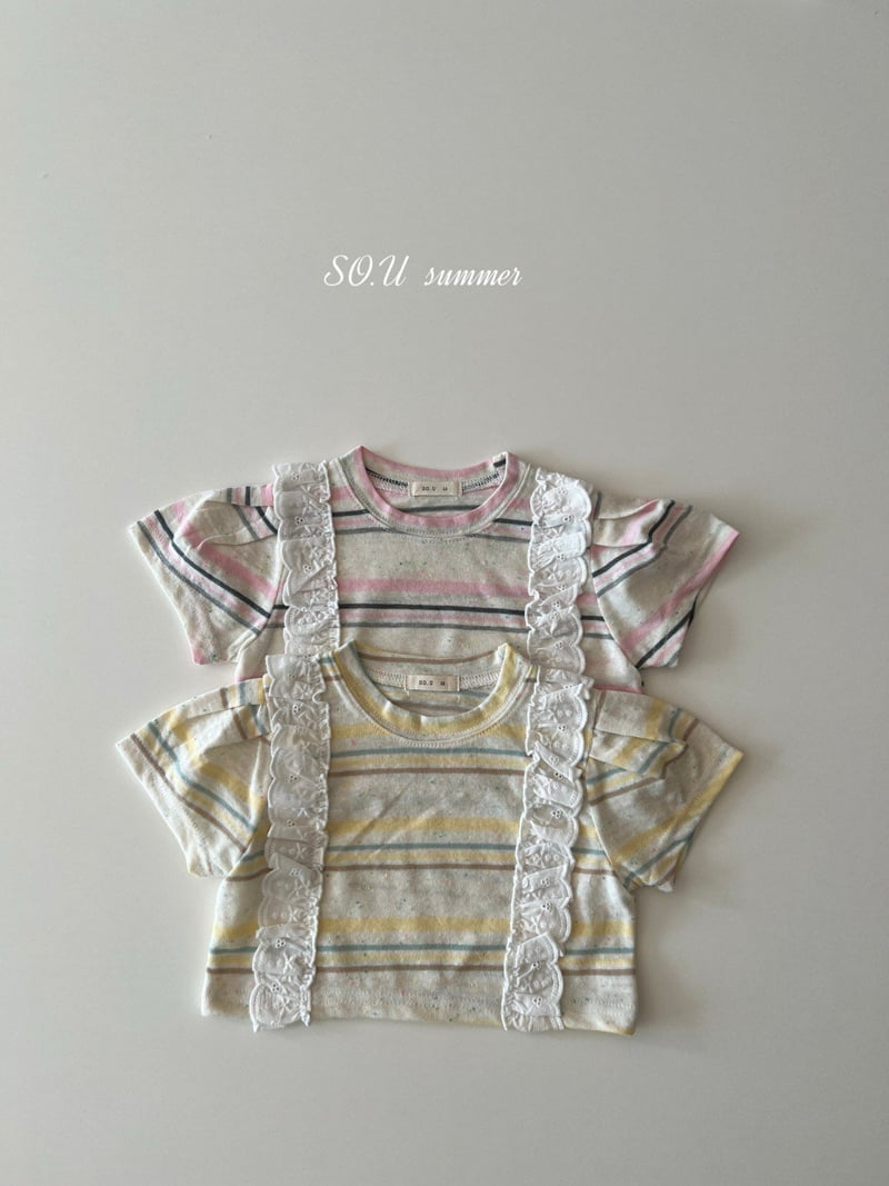 So U - Korean Baby Fashion - #babyclothing - Popcorn Lace Puff Tee - 6