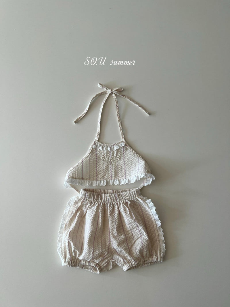 So U - Korean Baby Fashion - #babyfever - Halter Neck Embroidered Set - 6