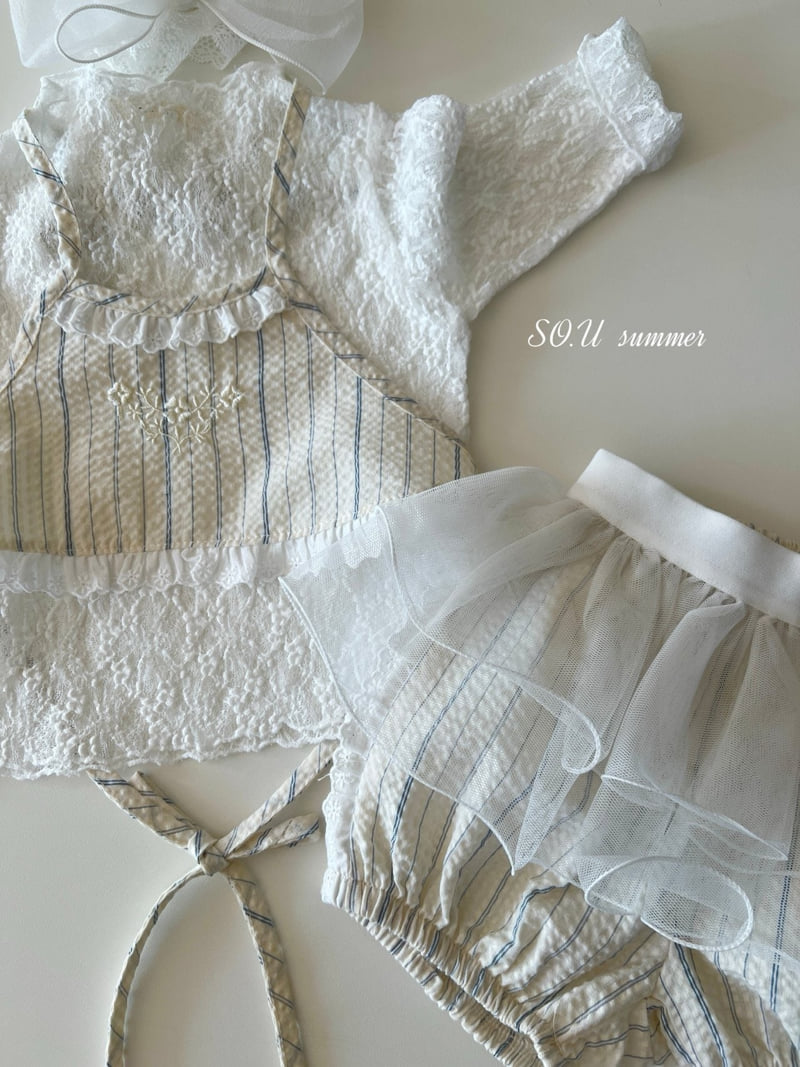 So U - Korean Baby Fashion - #babyoutfit - Halter Neck Embroidered Set - 11