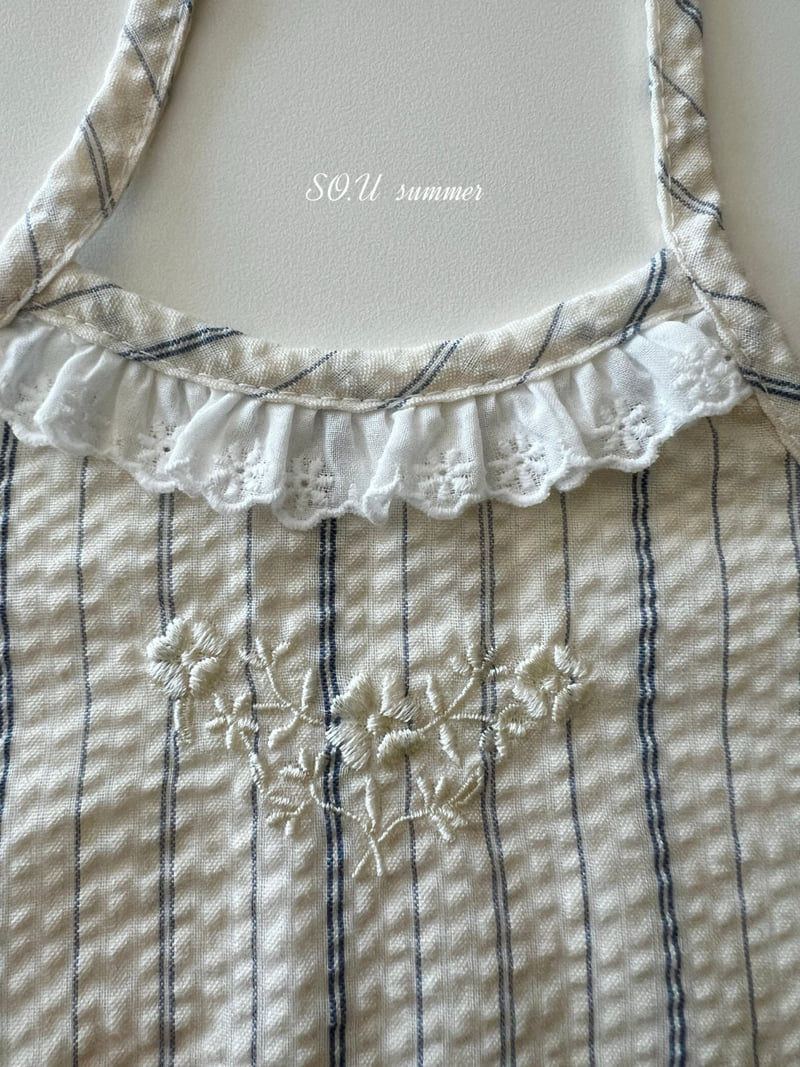 So U - Korean Baby Fashion - #babyoutfit - Halter Neck Embroidered Set - 12