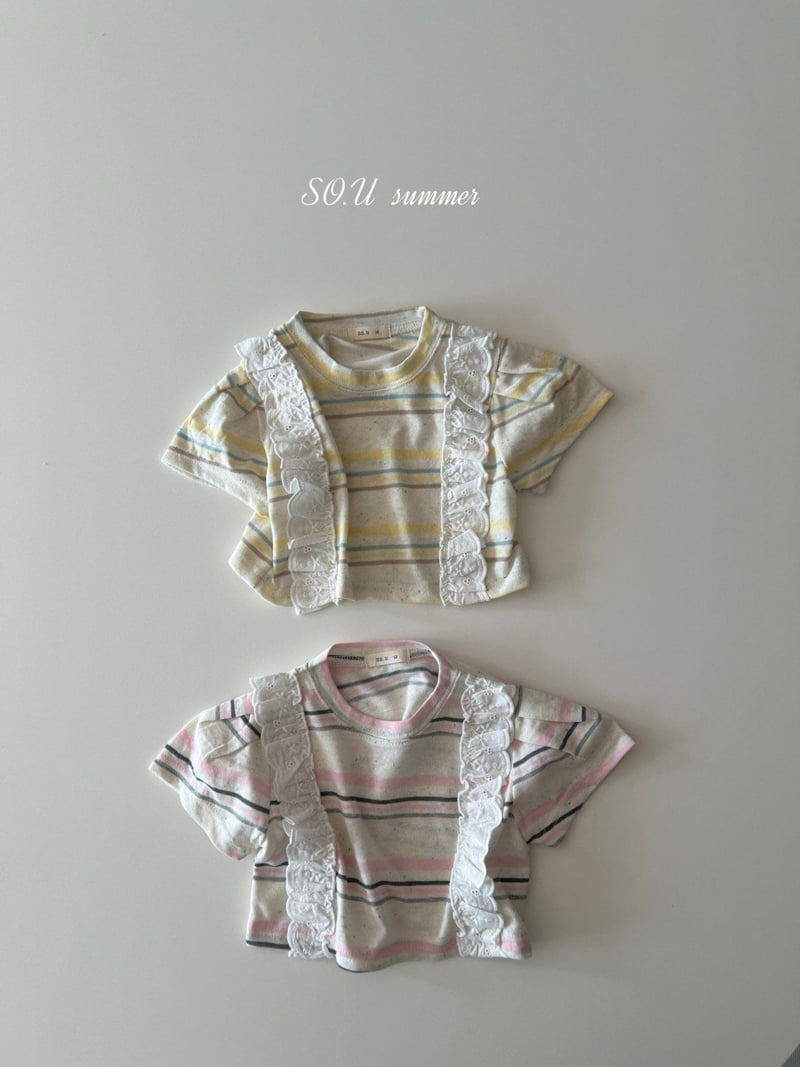 So U - Korean Baby Fashion - #onlinebabyboutique - Popcorn Lace Puff Tee
