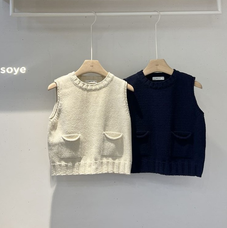 Soye - Korean Children Fashion - #minifashionista - Tabby Pocket Sleeveless Knit