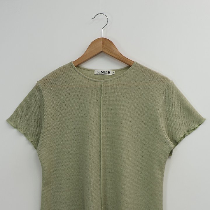 The Fine.b - Korean Women Fashion - #momslook - Waffle Frill Short Sleeve Tee - 8