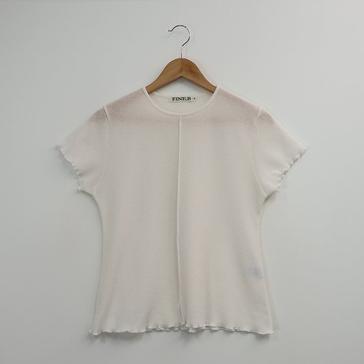 The Fine.b - Korean Women Fashion - #womensfashion - Waffle Frill Short Sleeve Tee - 5
