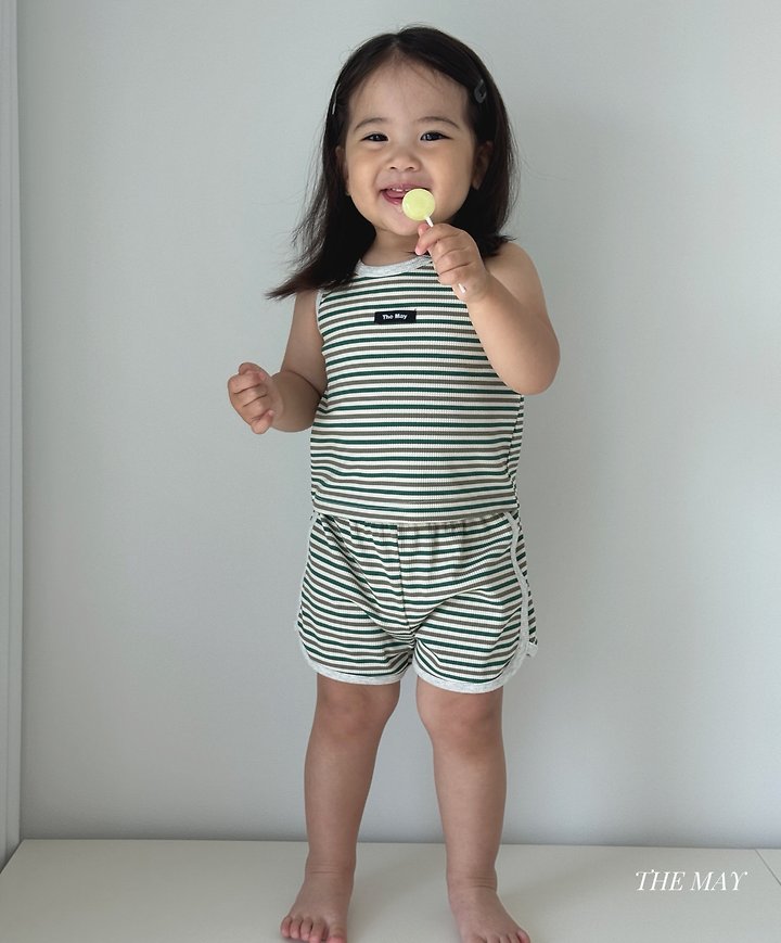 The May - Korean Children Fashion - #childrensboutique - Round Stripe Sleeveless Set - 5