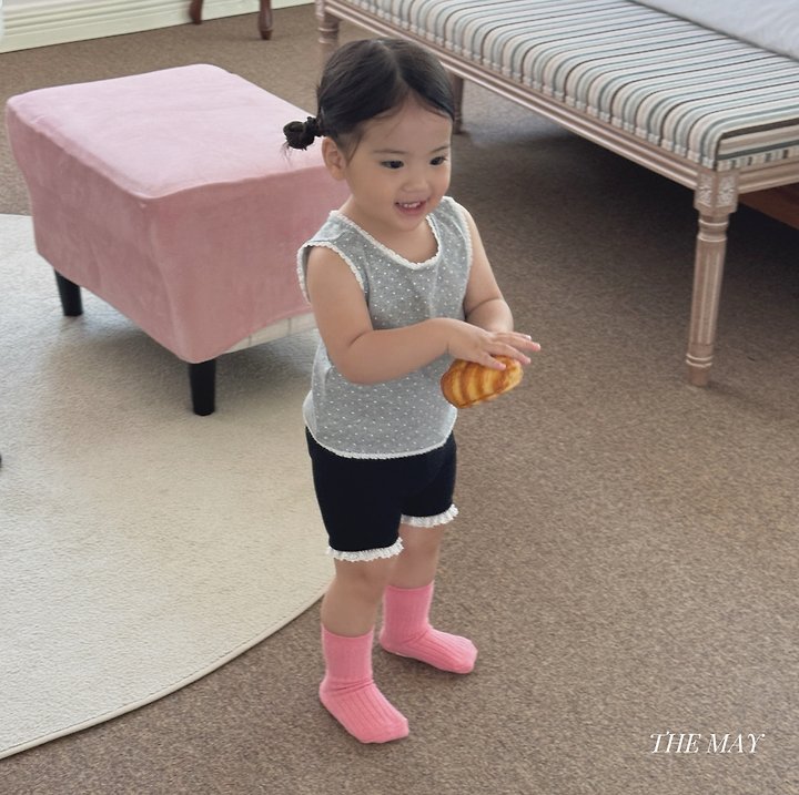 The May - Korean Children Fashion - #fashionkids - Lace Dot Sleeveless Tee