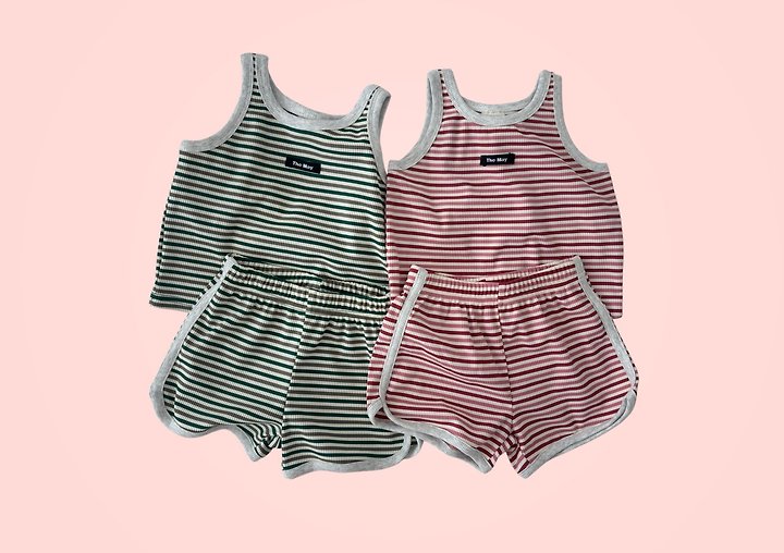 The May - Korean Children Fashion - #kidsshorts - Round Stripe Sleeveless Set - 9