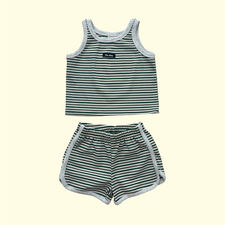 The May - Korean Children Fashion - #kidsstore - Round Stripe Sleeveless Set - 10