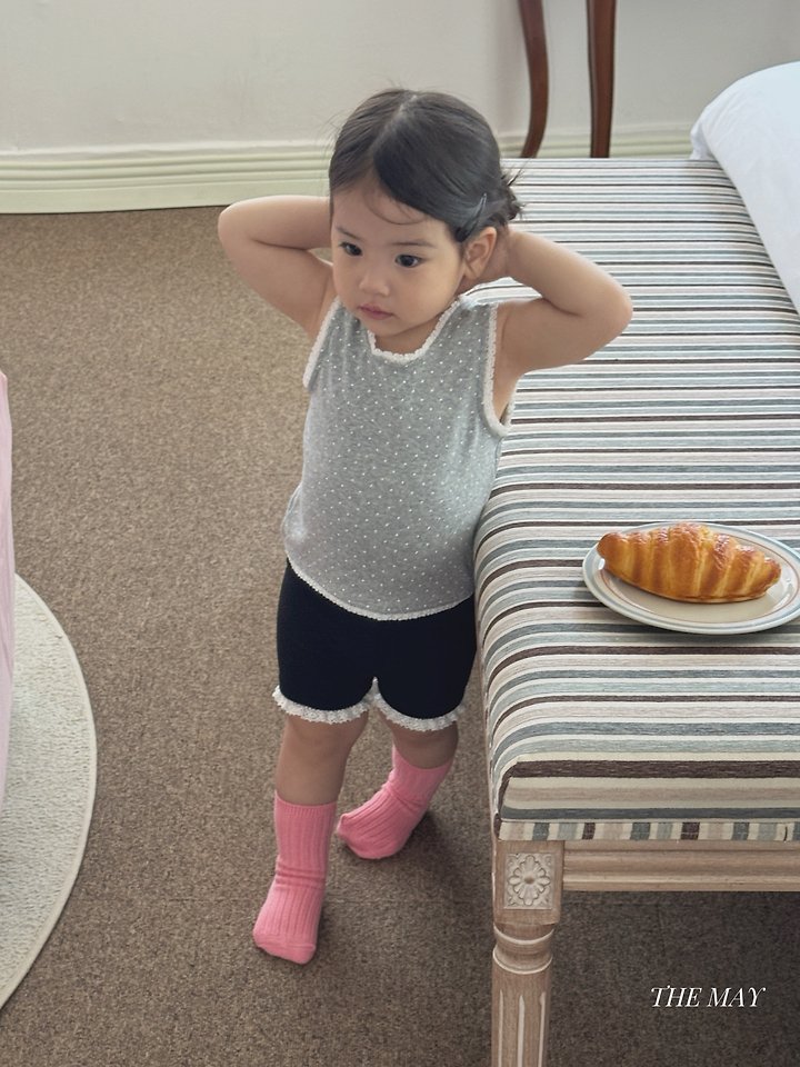 The May - Korean Children Fashion - #littlefashionista - Lace Dot Sleeveless Tee - 6